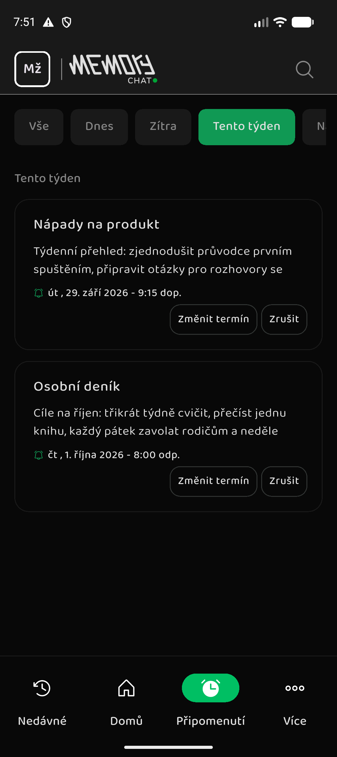 Memory Chat preview - Reminders