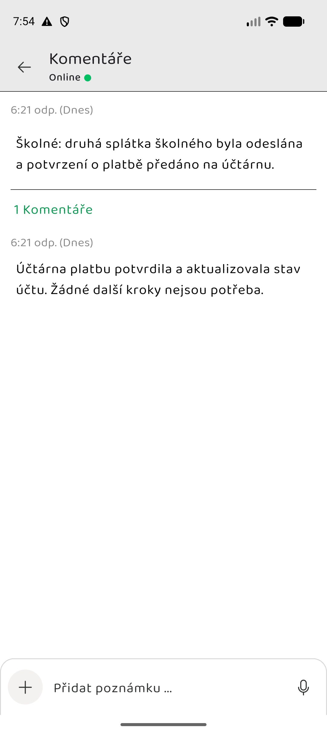 Memory Chat preview - School Payment