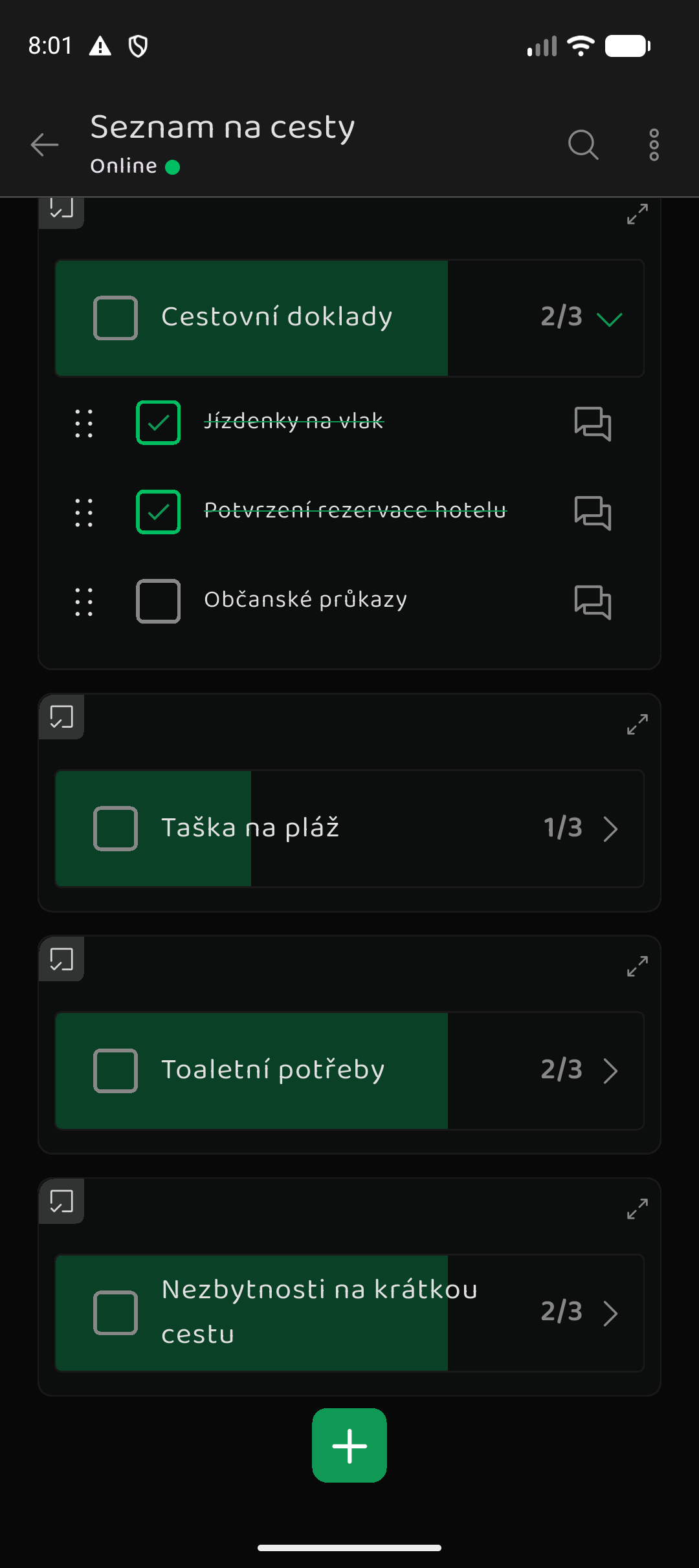 Memory Chat preview - Checklist Items