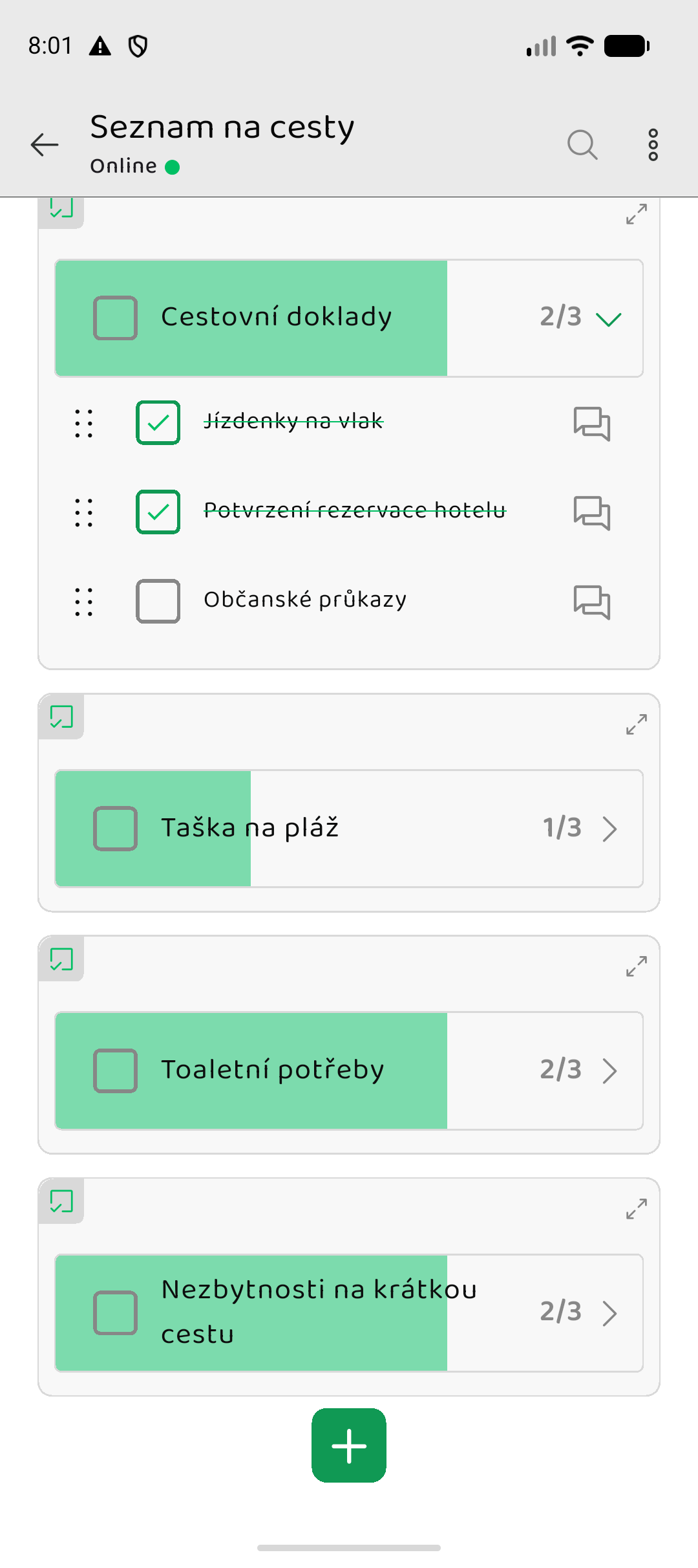 Memory Chat preview - Checklist Items
