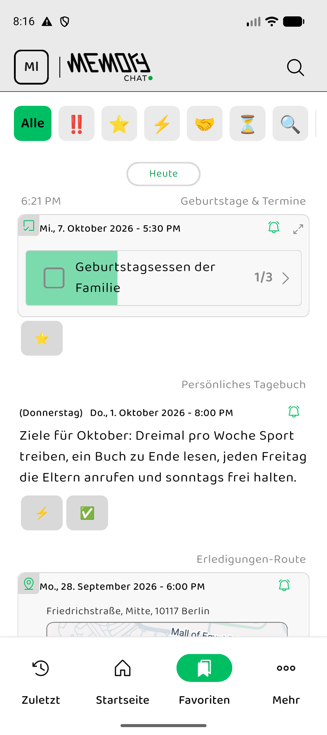 Memory Chat preview - Favorites