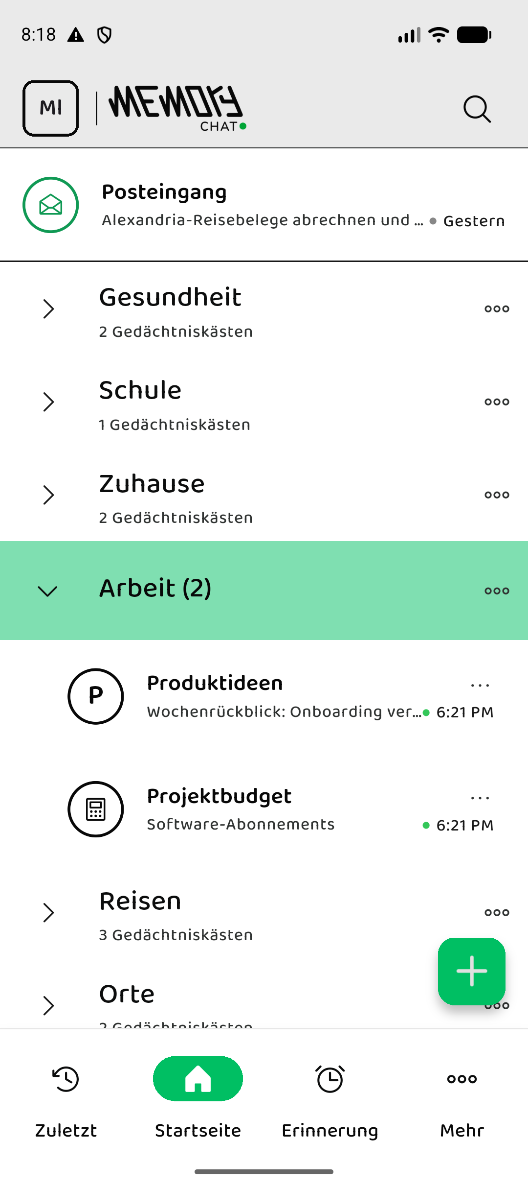 Memory Chat preview - Home