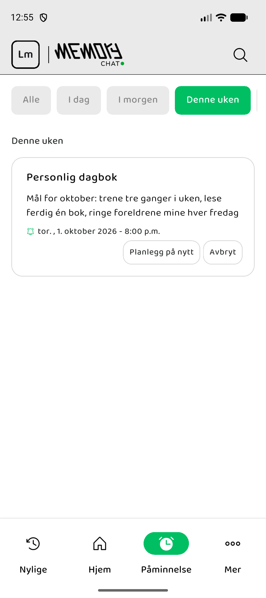 Memory Chat preview - Reminders