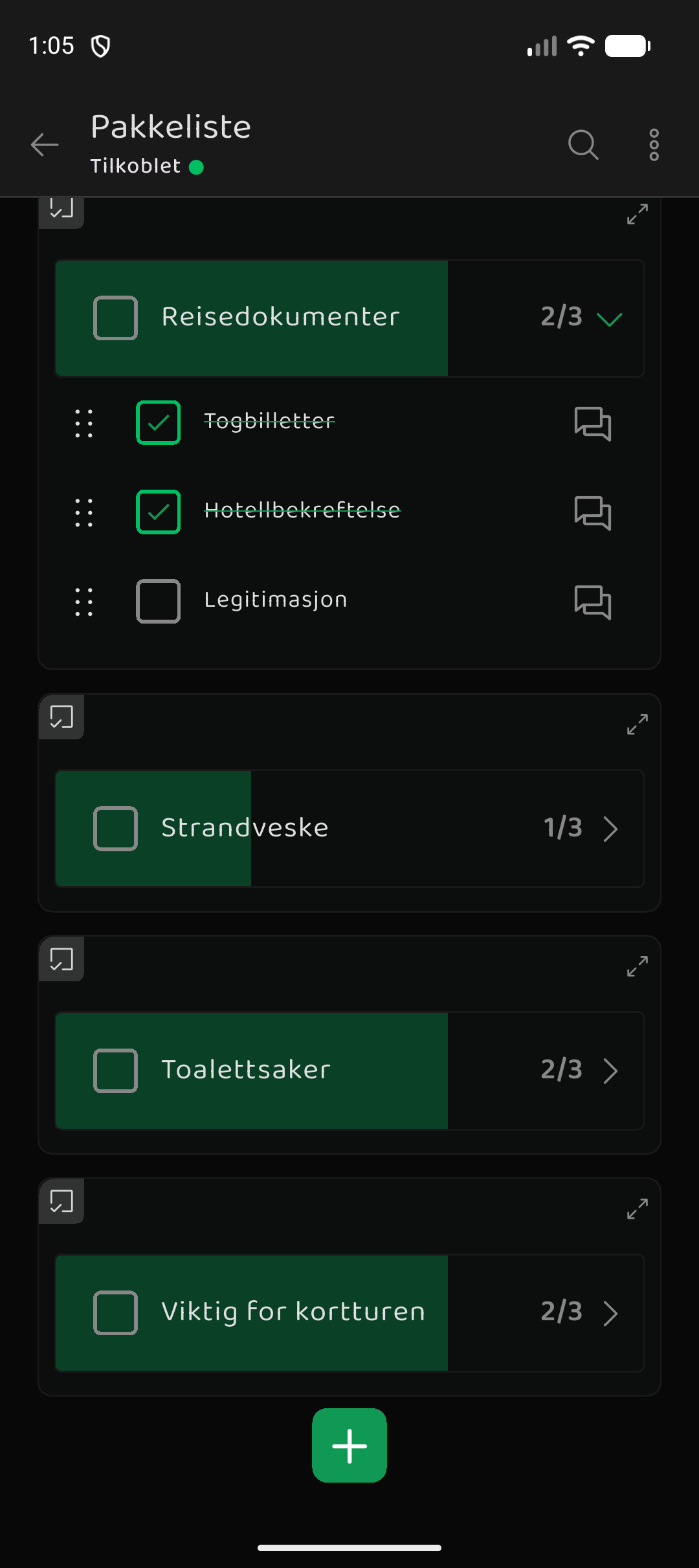 Memory Chat preview - Checklist Items