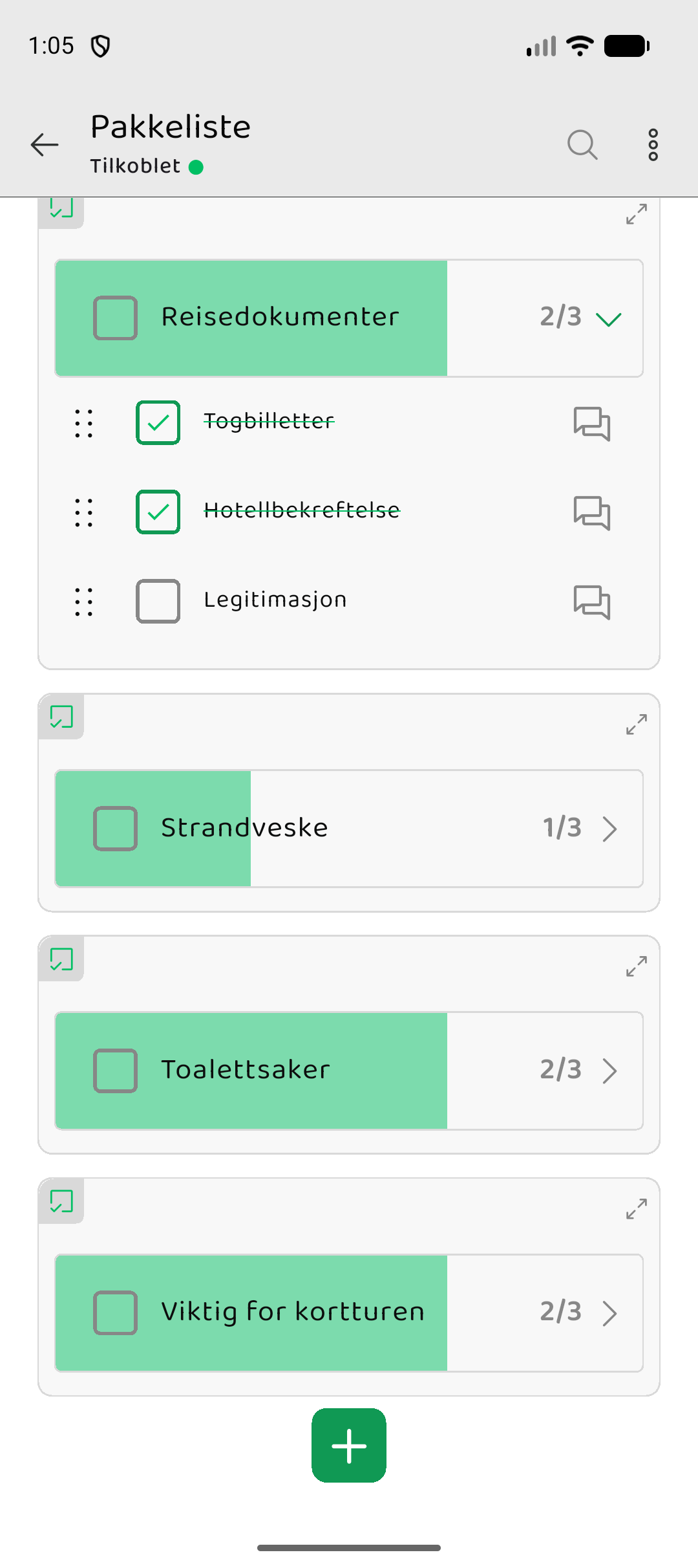 Memory Chat preview - Checklist Items